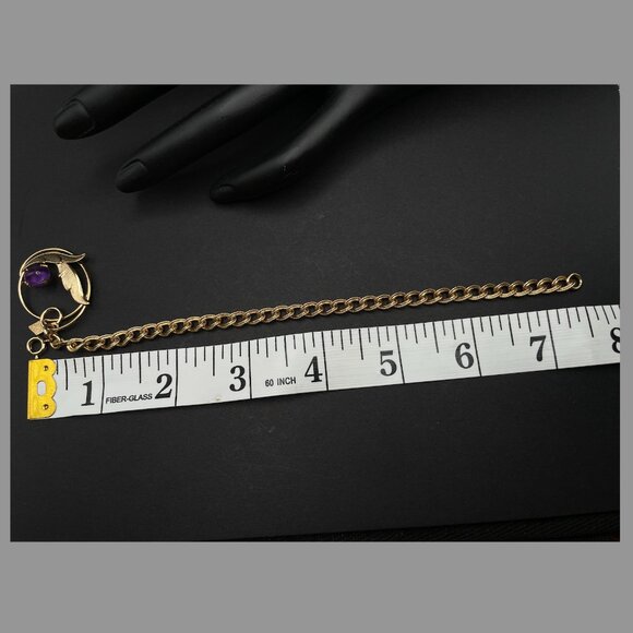 Vintage Sarah Coventry Amethyst & Vine Dangle Bracelet Signed Designer Jewelry - Picture 5 of 5